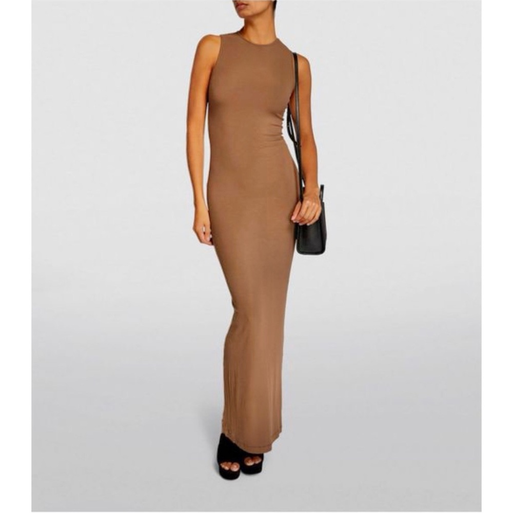 Skims Brown Ribbed Soft Lounge Maxi Dress xs